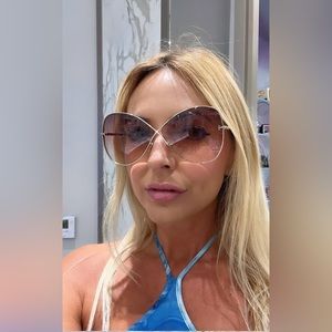 TOM FORD Nickie sunglasses. Color is Shiny Rose Gold.